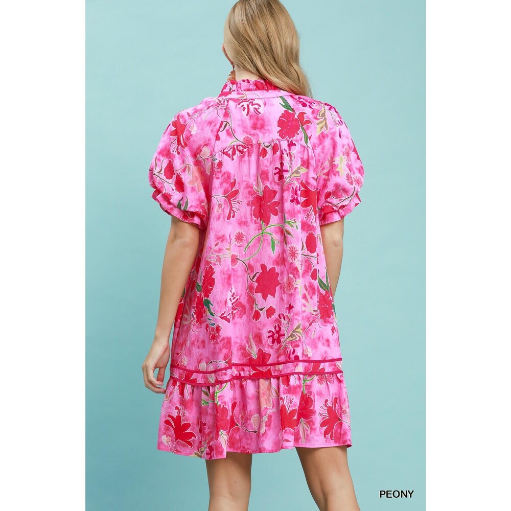 Umgee Floral Ruffle Hem Mini Dress - Picture 3 of 5